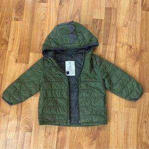 Gap Toddler Upcycled Lightweight Puffer Jacket w/ Dino Hood - 2T